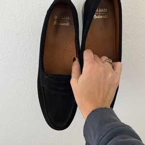 Black suede loafers